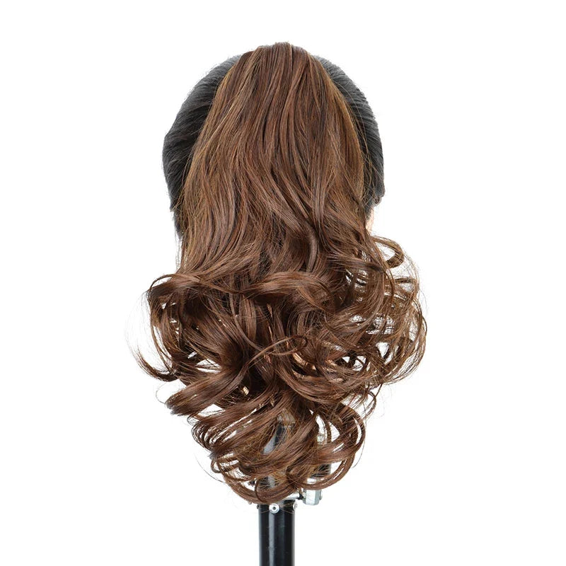 10Inch Short Wavy Curly Ponytail Hair Extension | Clip-in Claw Clip Hairpiece for Women