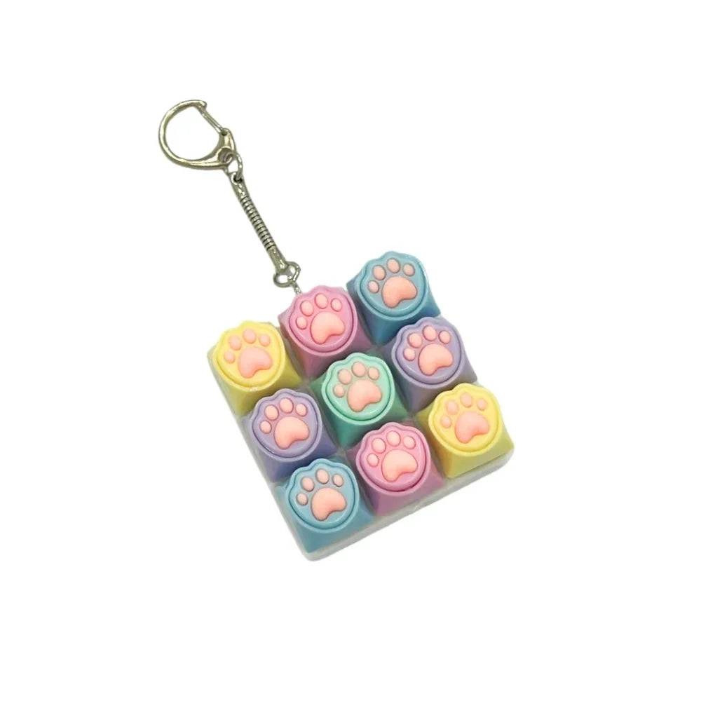 LED Crystal Keycap Fidget Toy | Stress Relief Clicker with Cat Paw Design