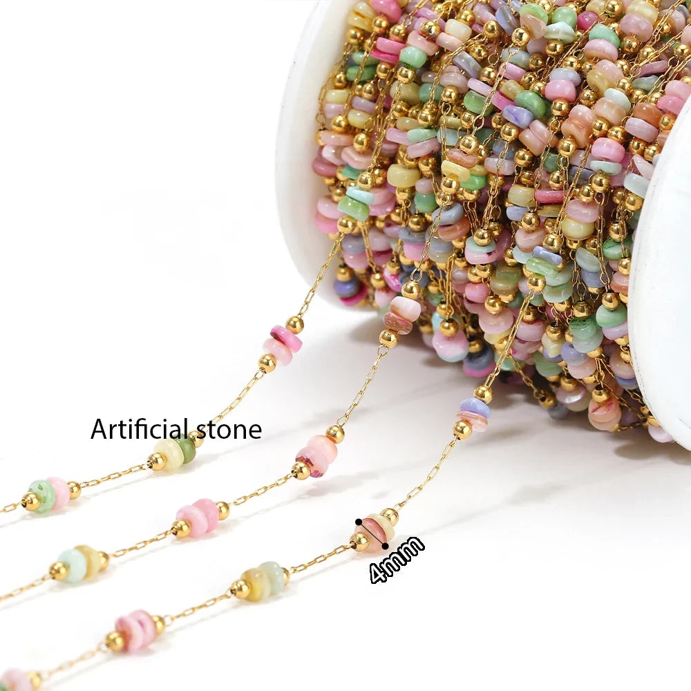 1 Meter Stainless Steel Enamel Beads Chain | DIY Jewelry Making Supplies