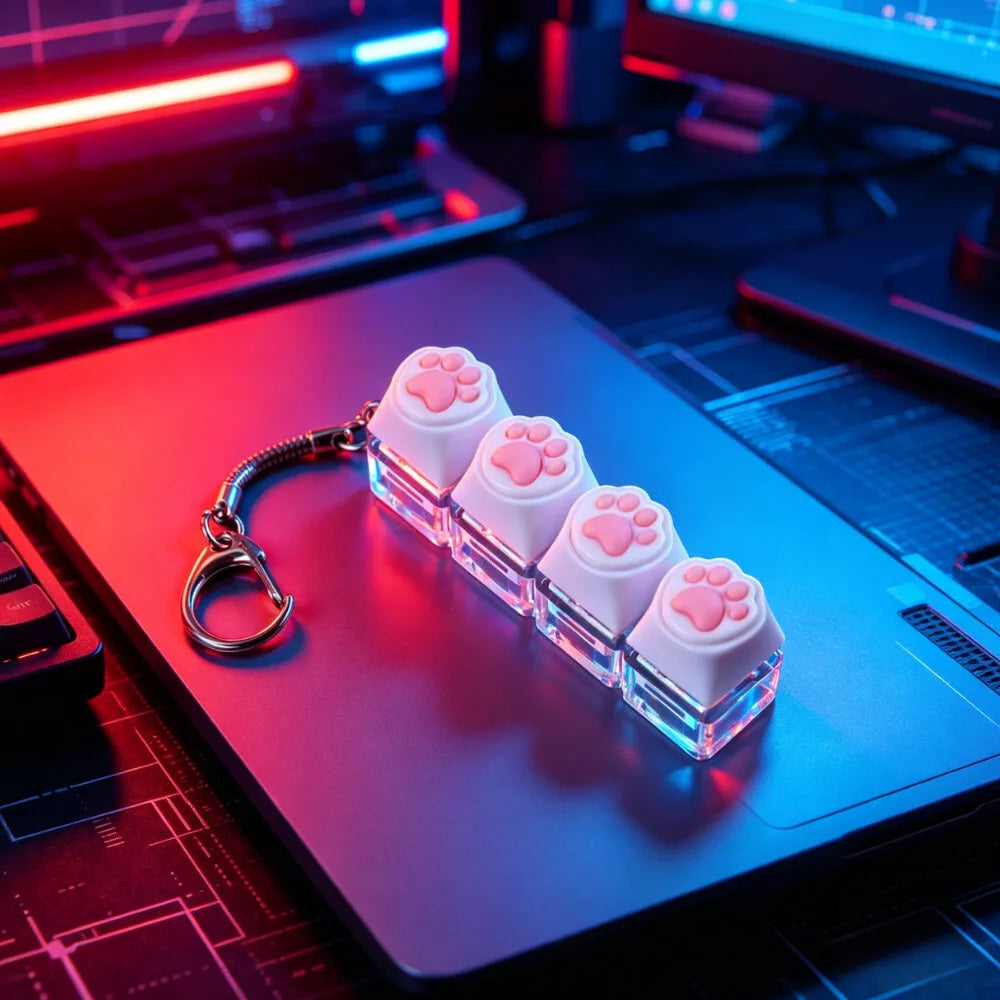 LED Keyboard Keychain Fidget Toy | Crystal Clicker for Stress Relief