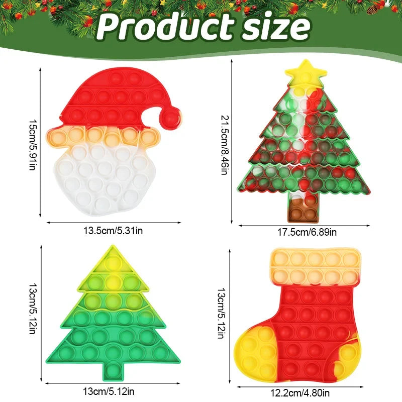 Christmas Pop Fidget Toy — Santa Claus & Xmas Tree Silicone Stress Reliever