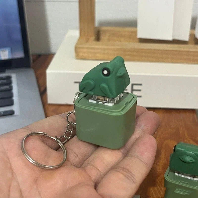 Funny Croaking Frog Duck Keychain | Rechargeable Keyboard Fidget Clicker with LED Light