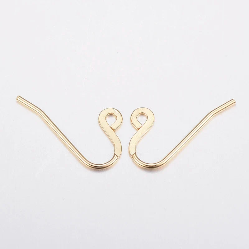 10pc IP 304 Stainless Steel Earring Hooks with Vertical Loop | Golden Stud Earring Findings
