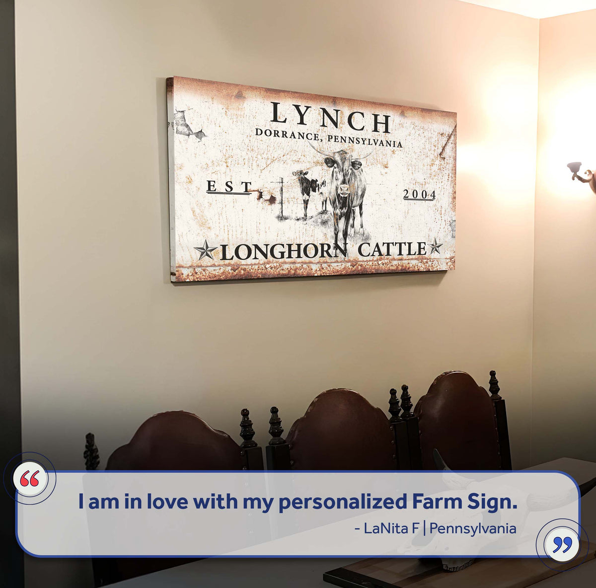 Longhorn Rustic Cattle Sign II