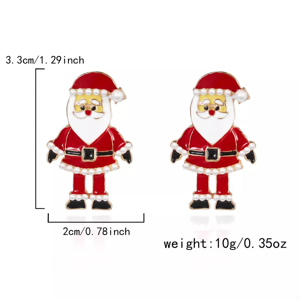 Christmas Santa Claus Stud Earrings - Holiday Jewelry