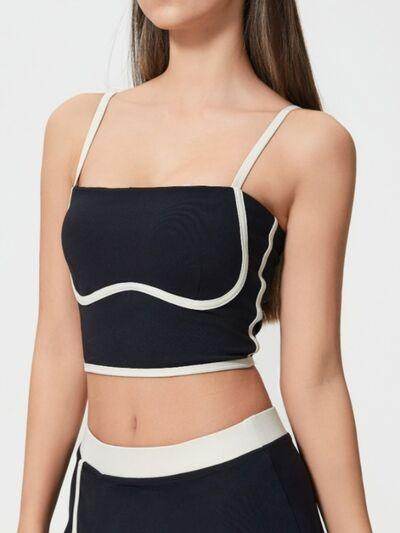 Millennia Contrast Trim Square Neck Active Cami with Pads
