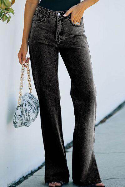 Stylish Side Slit Jeans with Pockets for Trendy Look