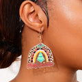 Christmas Rainbow Dangle Earrings — Festive Holiday Jewelry