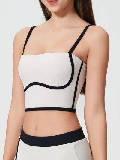 Millennia Contrast Trim Square Neck Active Cami with Pads