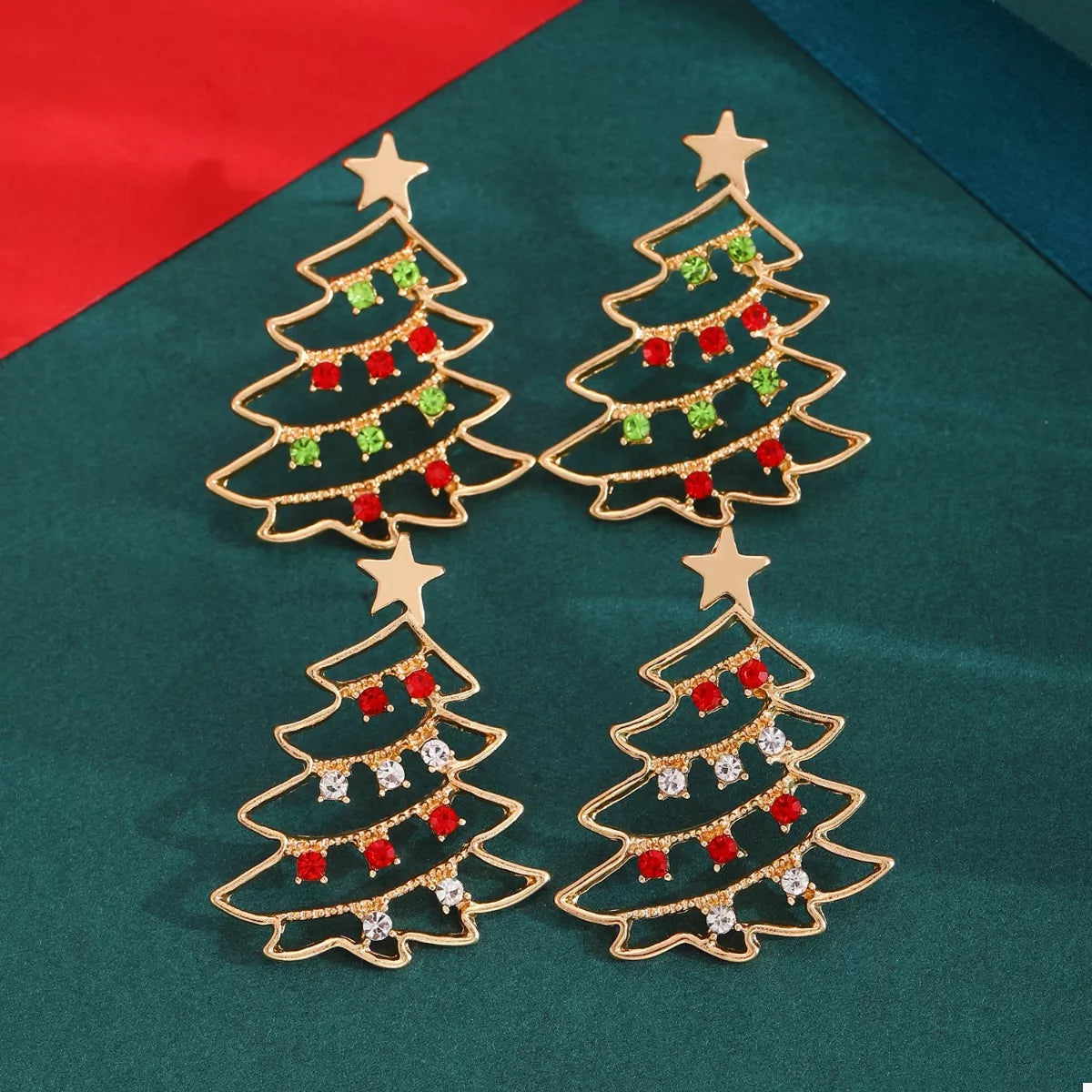 18K Gold-Plated Christmas Tree Earrings - Holiday Jewelry