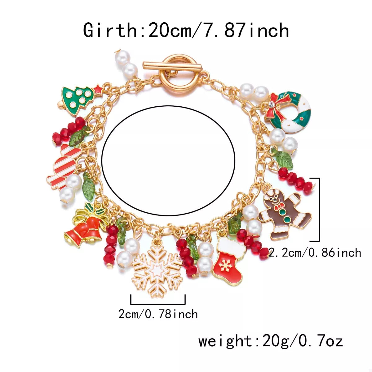18K Gold-Plated Christmas Charm Bracelet – Festive Holiday Jewelry