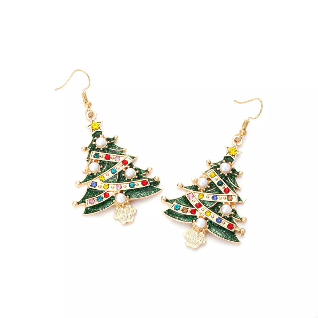 Christmas Tree Dangle Earrings - Holiday Jewelry