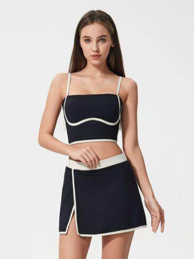 Millennia Contrast Trim Square Neck Active Cami with Pads