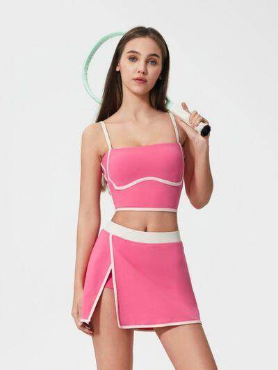 Millennia Contrast Trim Square Neck Active Cami with Pads