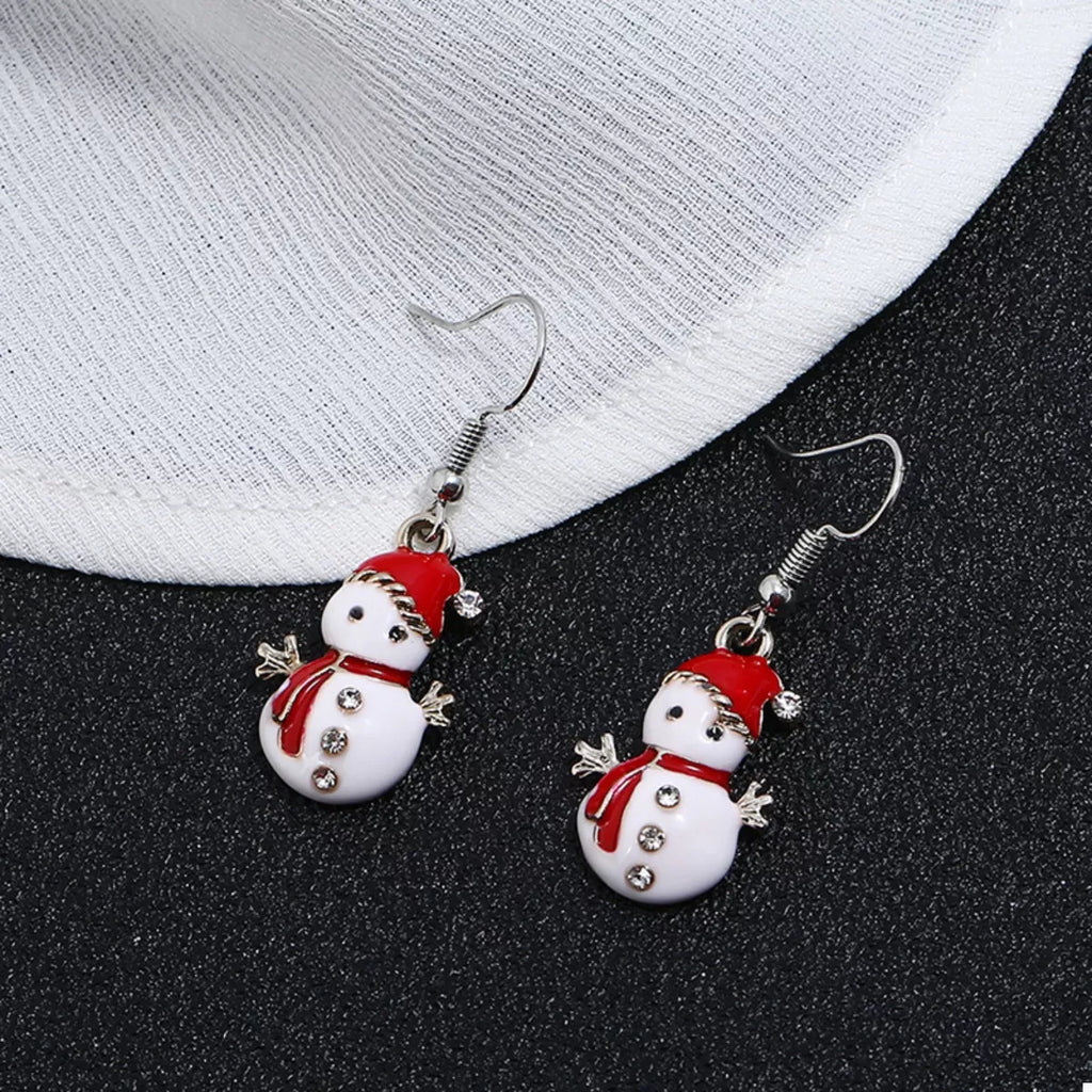 Christmas Snowman Drop Earrings — Festive Holiday Jewelry