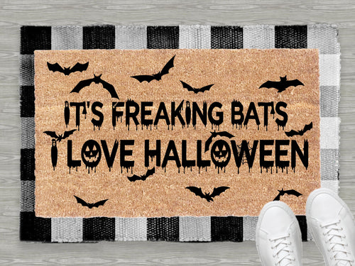 "It's Freaking Bats, I Love Halloween" Coir Doormat — Funny Welcome Mat